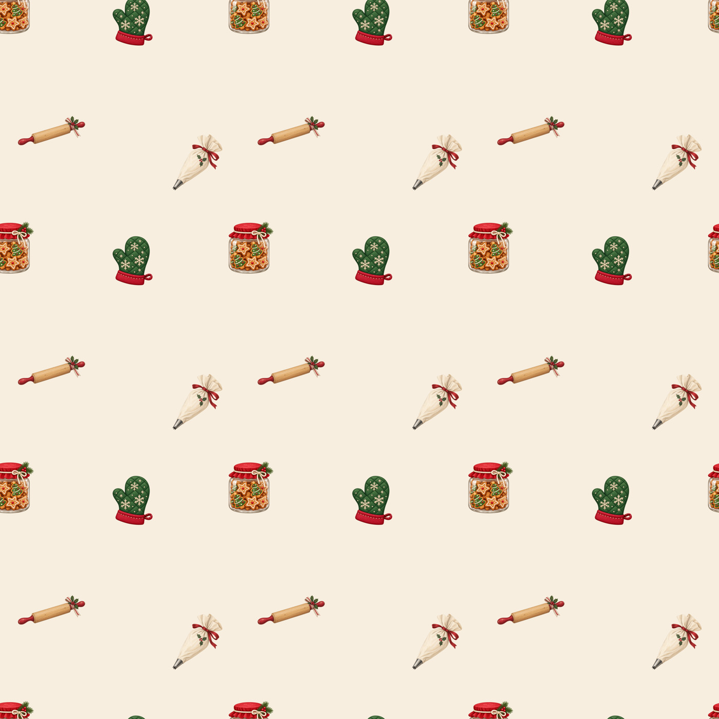 Christmas kitchen seamless tile