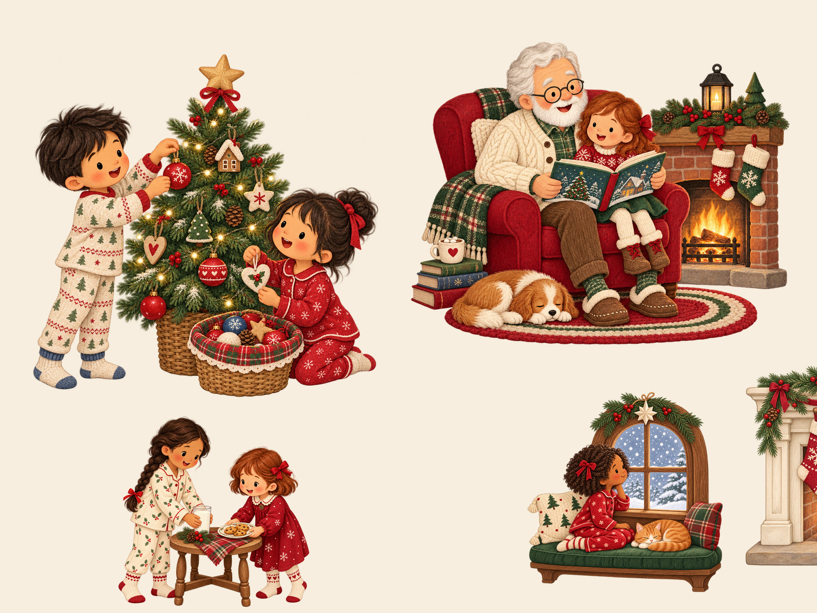 Selected illustrations from Cozy Christmas