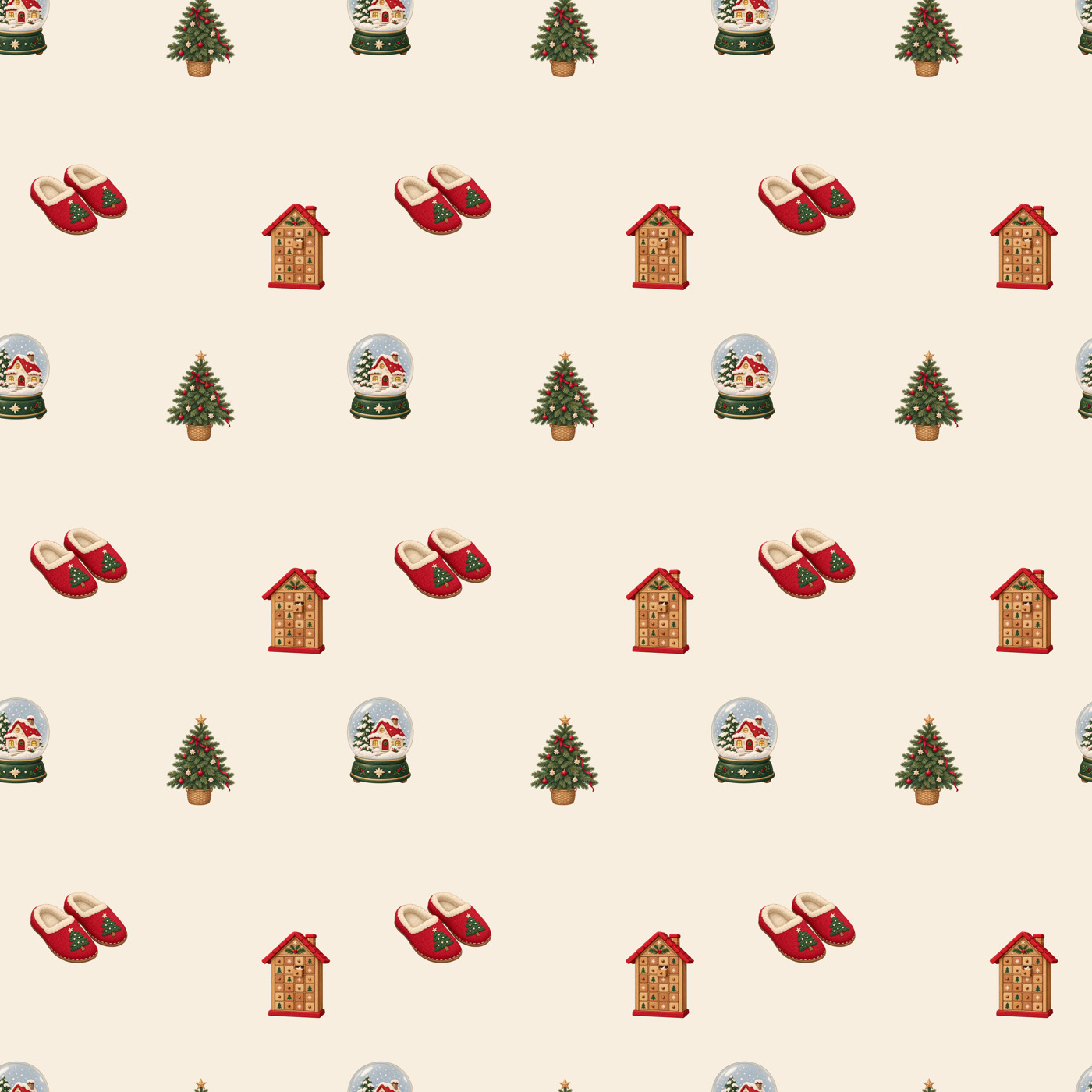 Cozy Christmas evening seamless tile · Included tile shown repeated
