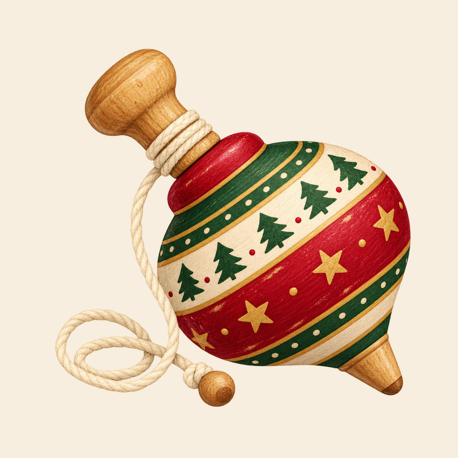 A Christmas spinning top
