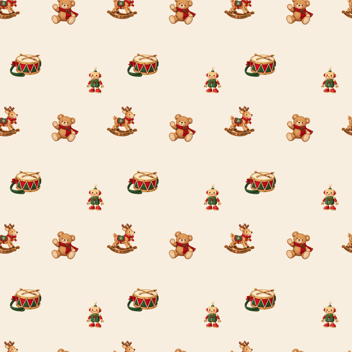 Christmas toys seamless tile · Included tile shown repeated