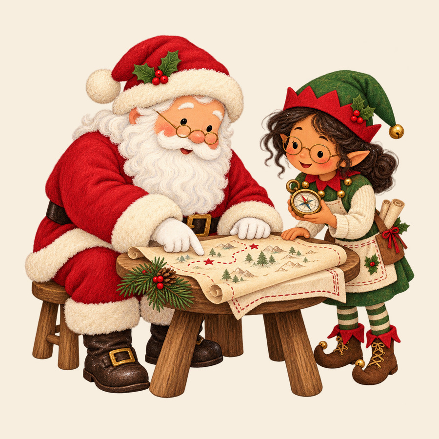 Santa plans the Christmas route