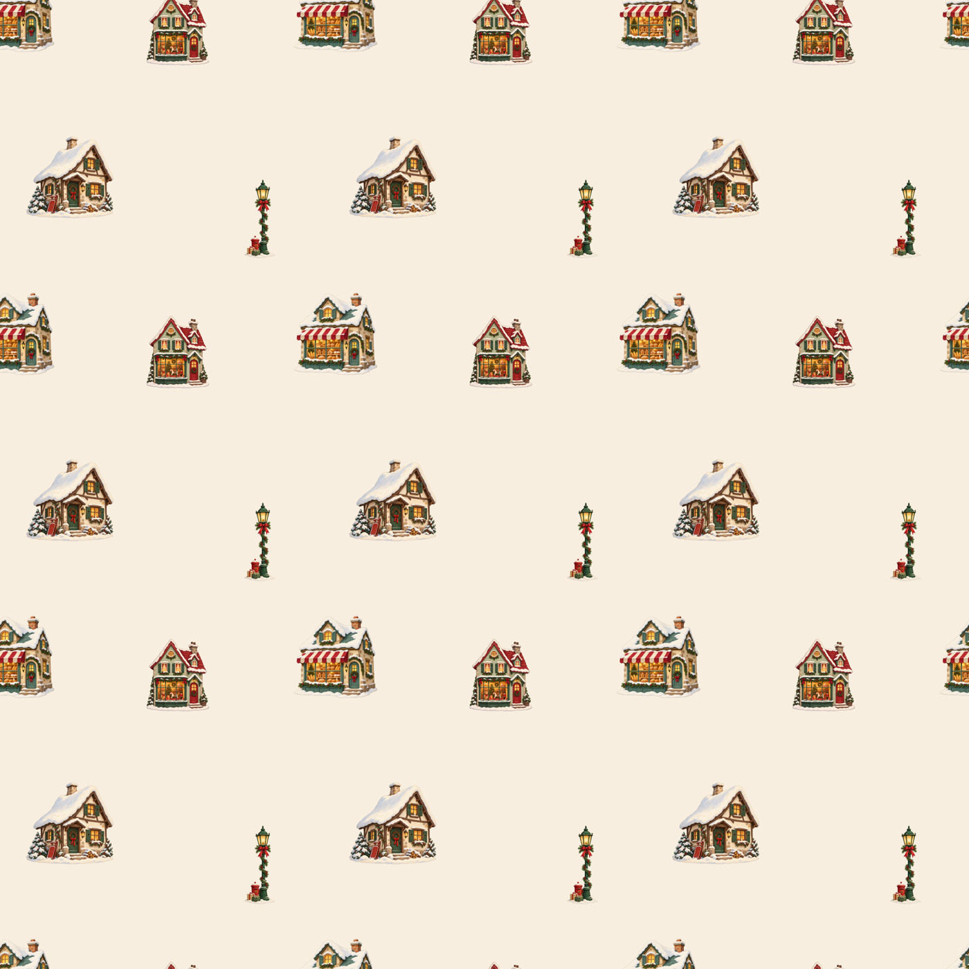 Christmas village seamless tile · Included tile shown repeated