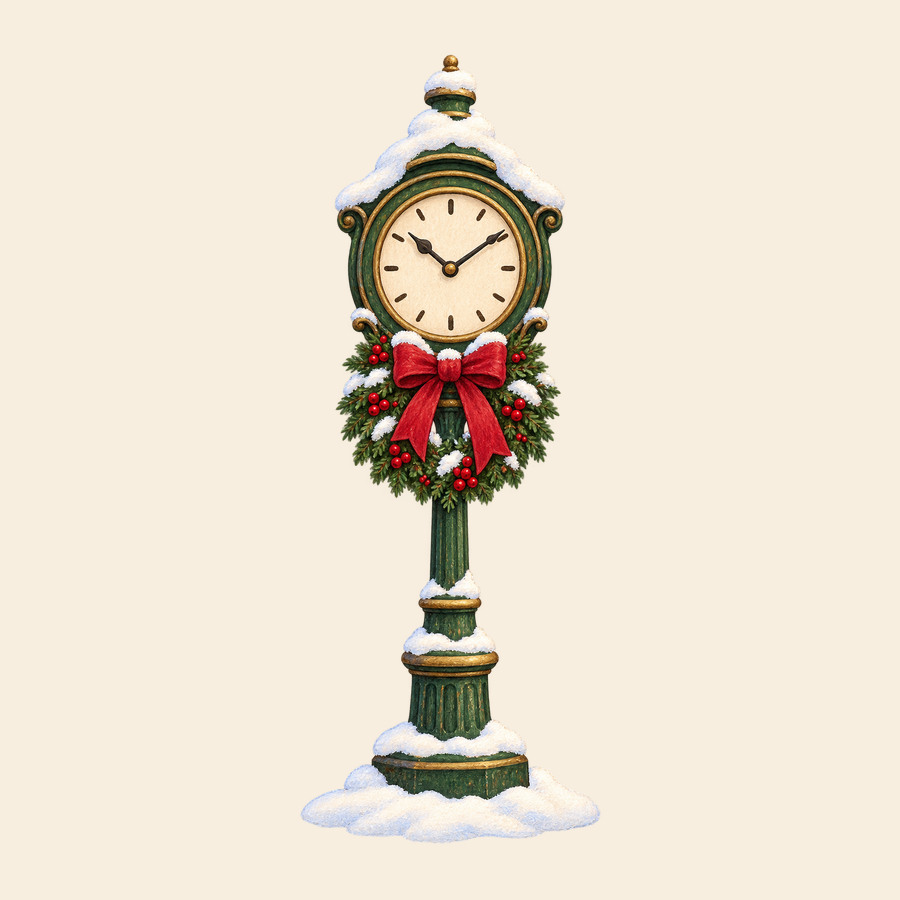 The Christmas village clock