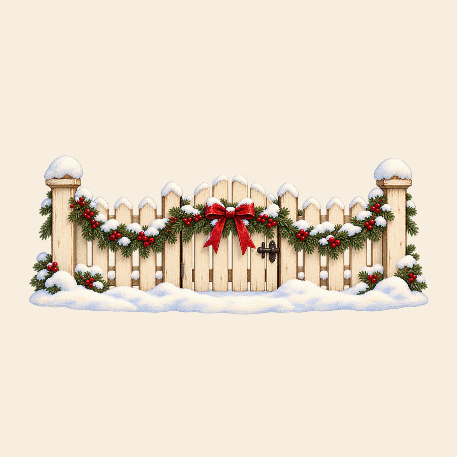 Snowy picket fence