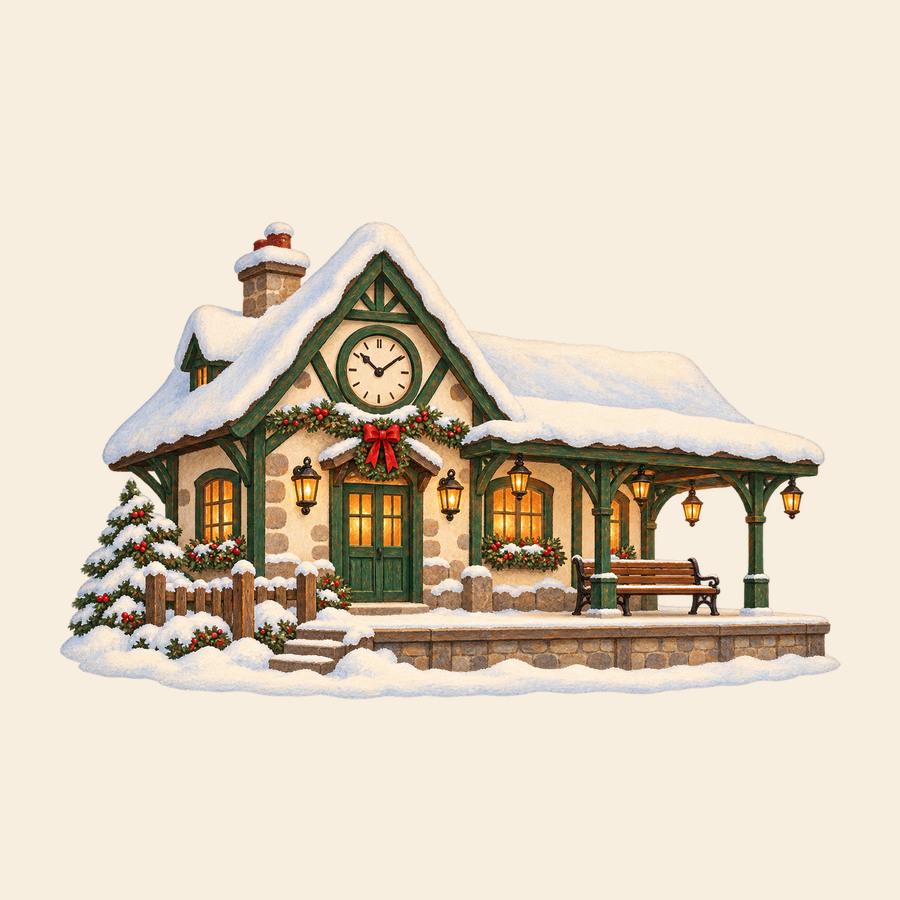 The snowy railway station
