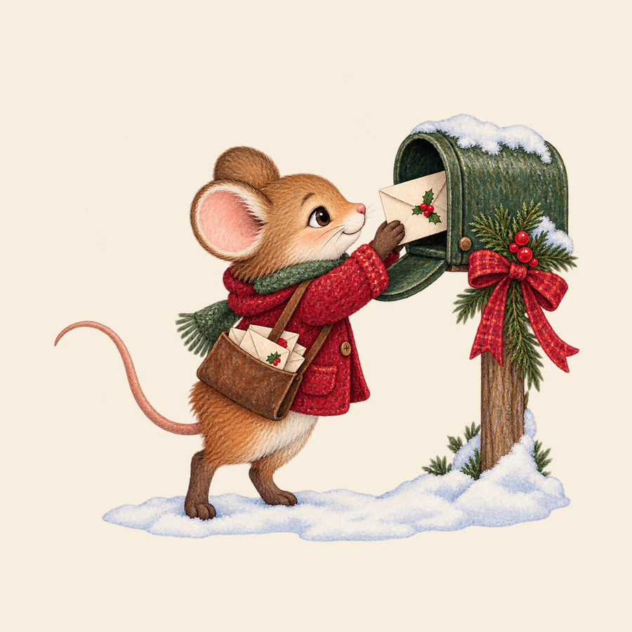 Mouse delivers Christmas mail