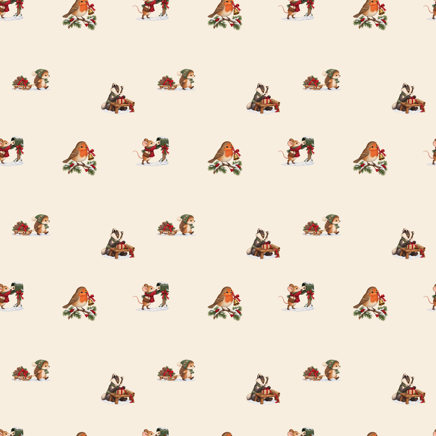 Woodland Christmas preparations seamless tile · Included tile shown repeated