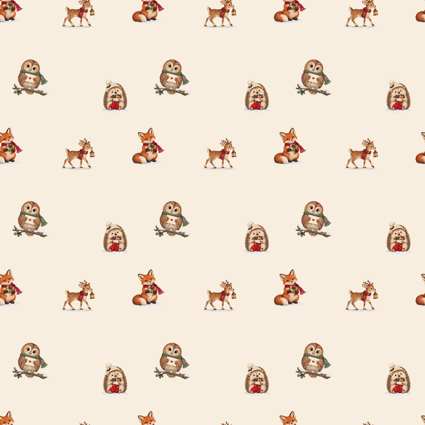 Christmas woodland seamless tile · Included tile shown repeated
