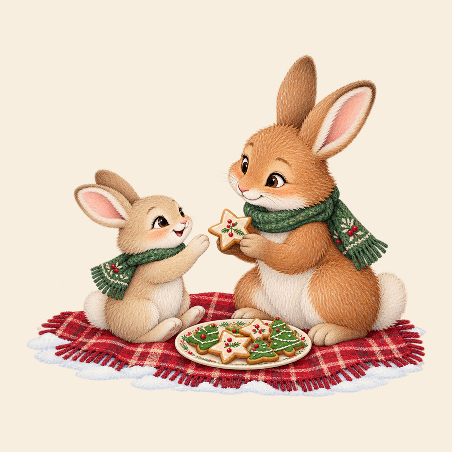 Rabbit family's Christmas cookies