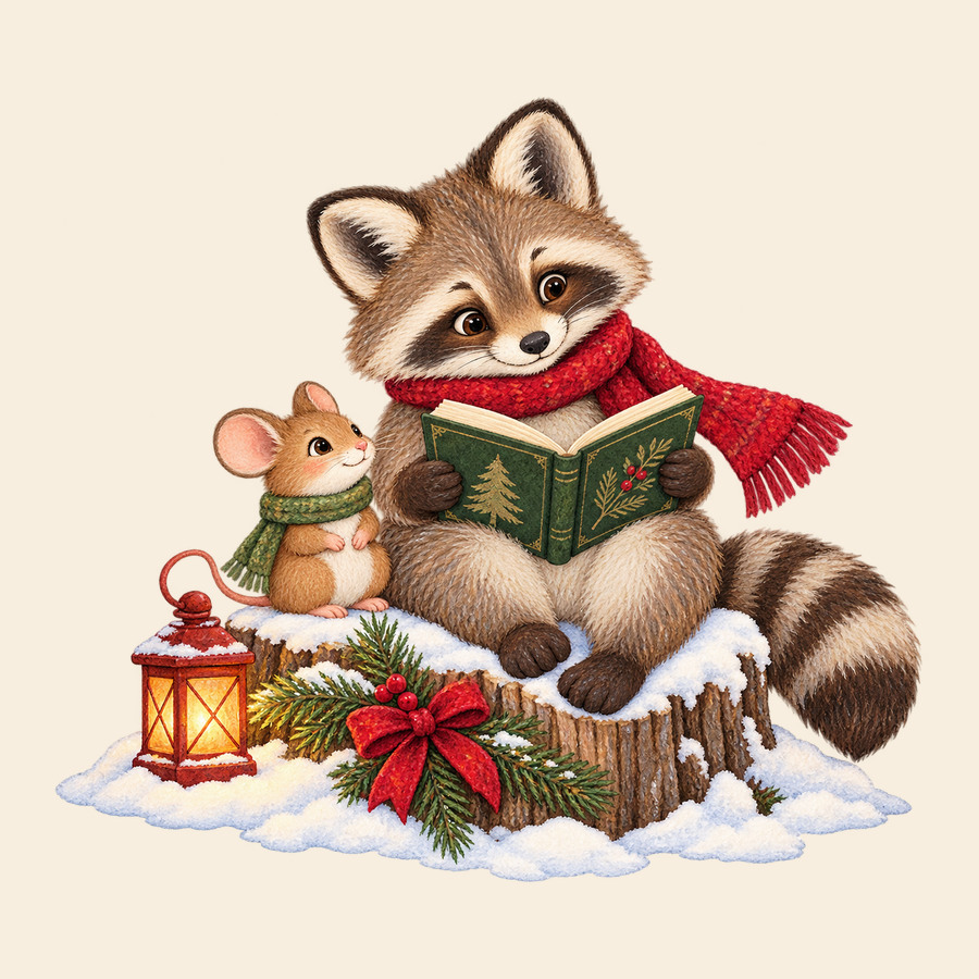 Raccoon's Christmas storytime