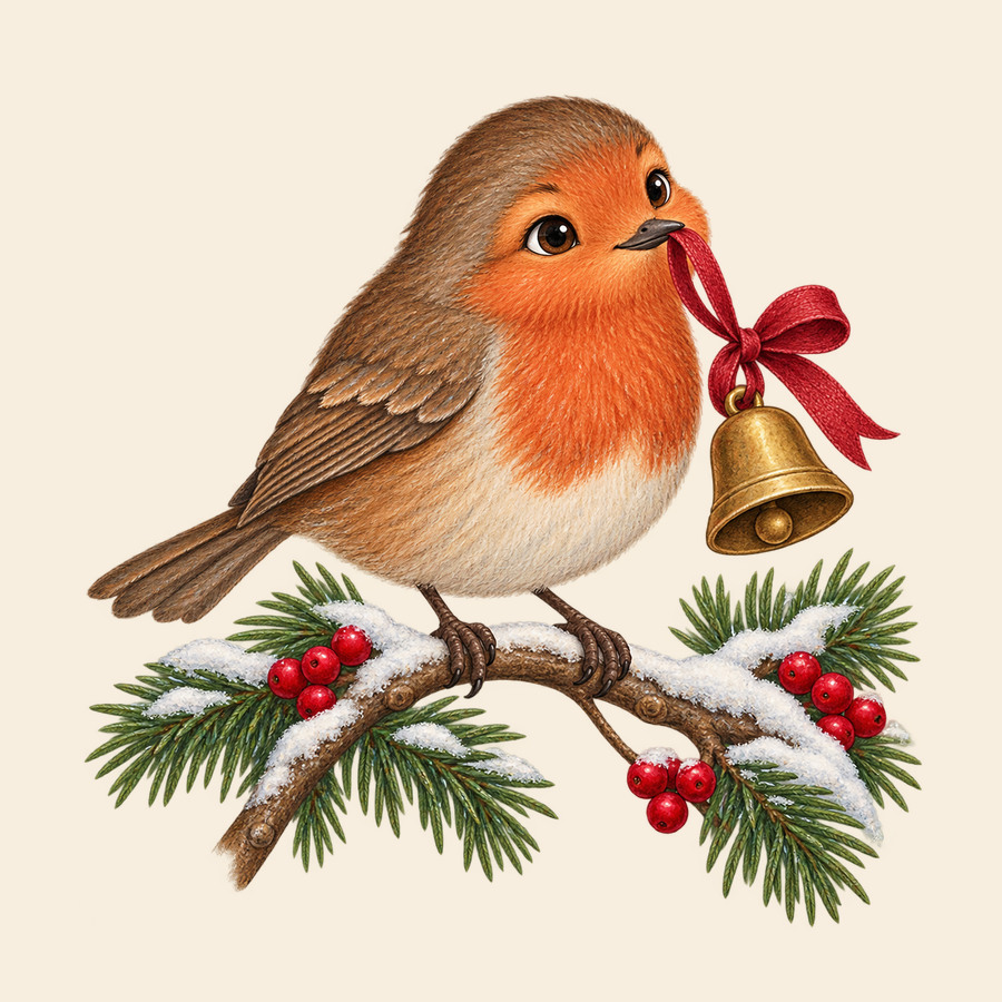 Robin rings a Christmas bell